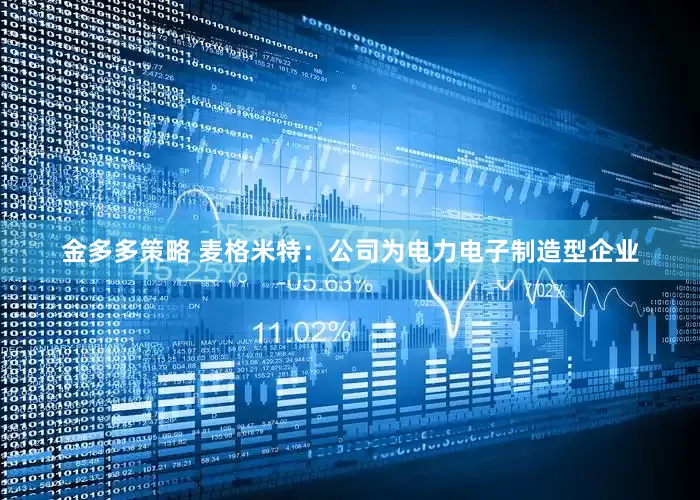 金多多策略 麦格米特：公司为电力电子制造型企业